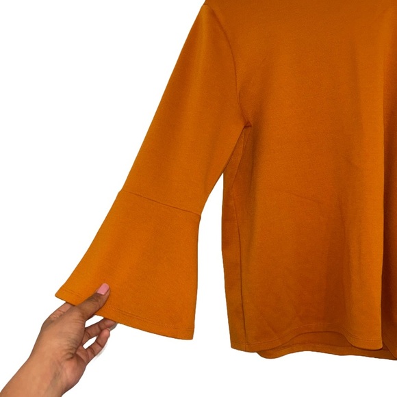 Ann Taylor Factory Burnt Orange Top with Bell Sleeves Size Large - Picture 3 of 8